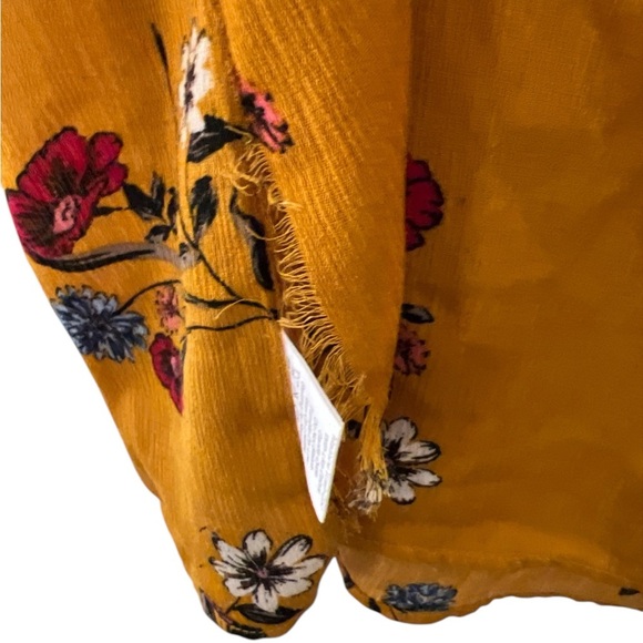 Open Back Floral Mustard Women's Top Sz 2X - Picture 5 of 6